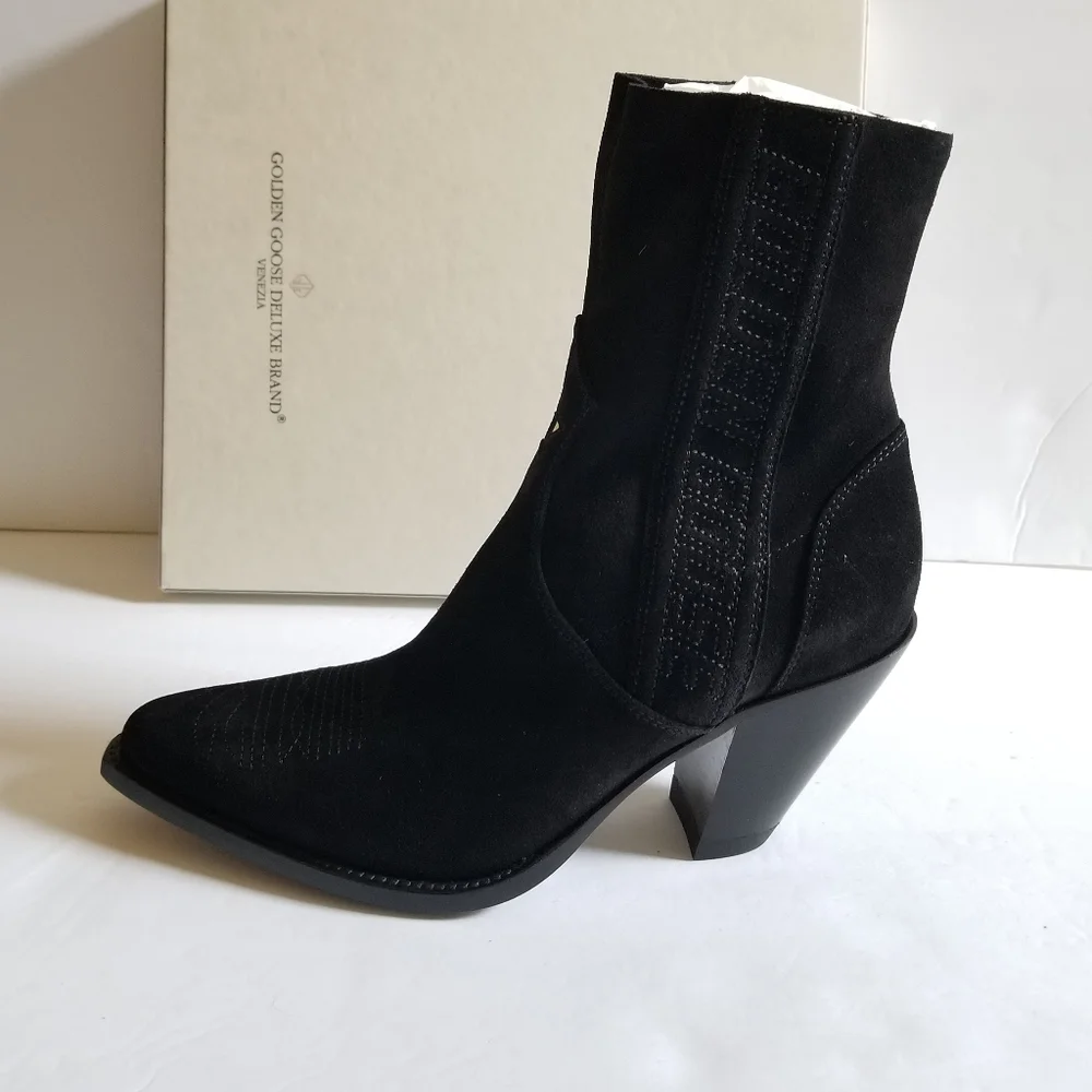 Golden Goose Suede Leather Fringe Limited Handmade Cowboy Boots Black Si… - Picture 3 of 11